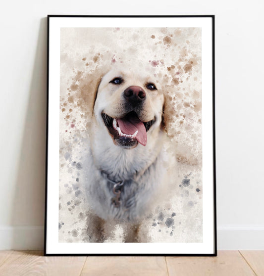 Pet Portrait Photo Edit Watercolour splash style