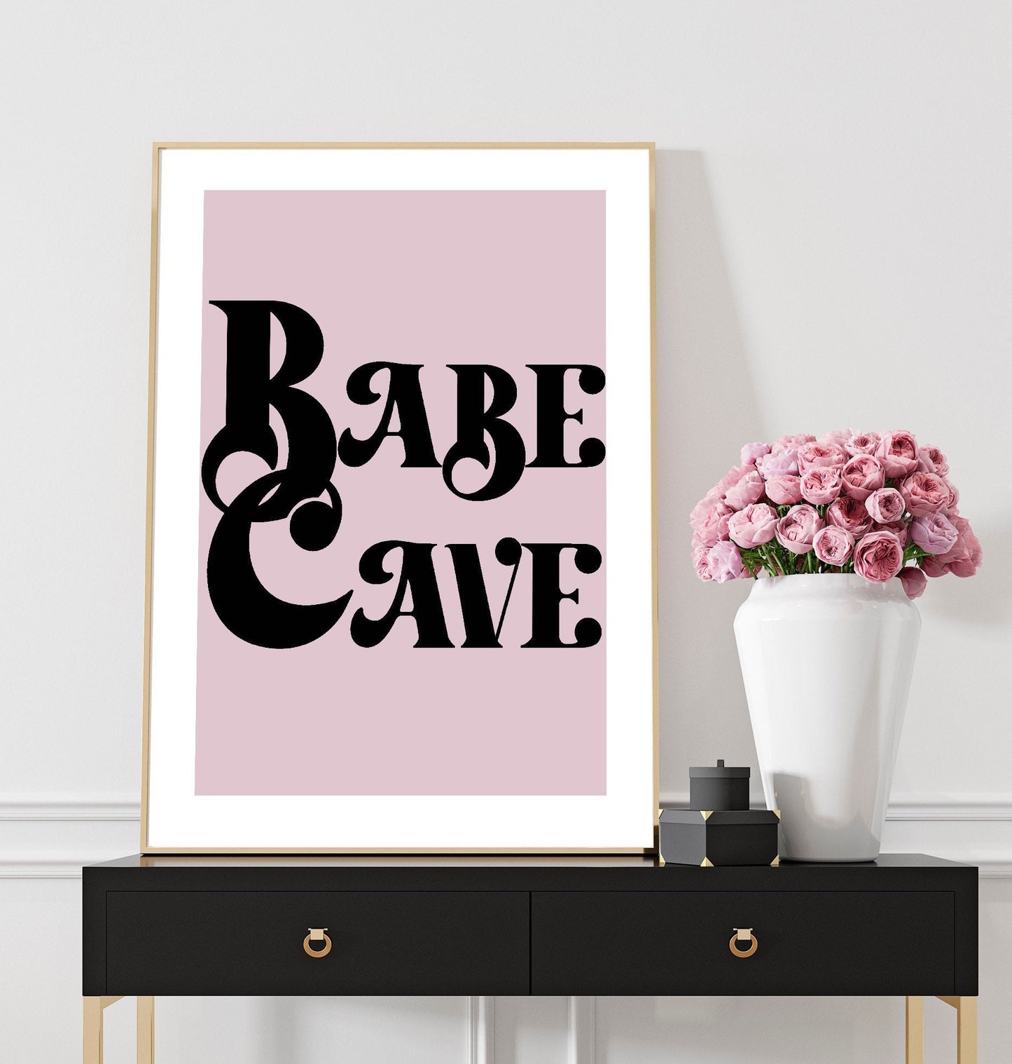 Babe Cave Print | Babe Cave Poster | typography art prints| Bedroom prints| retro prints | typography prints | pink black decor