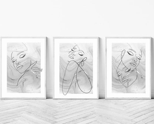 Woman line art print | wall art decor |romantic art prints | set of 3 prints| classy elegant art prints | bedroom dressing room | grey mono