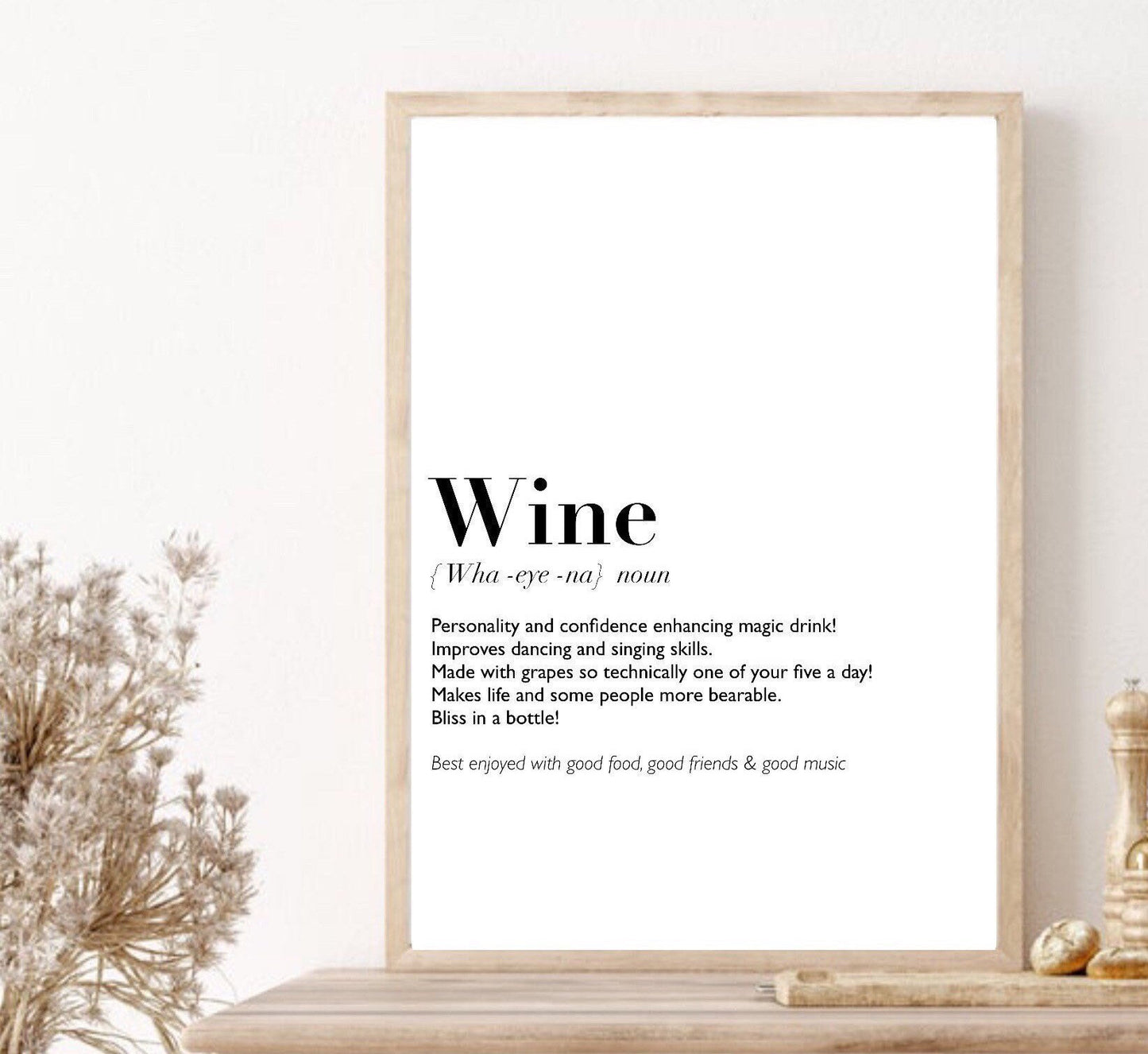 Wine print | wall art Decor | funny definition prints | gifts for friends| novelty gifts | funny humour prints| just for fun prints|kitchen