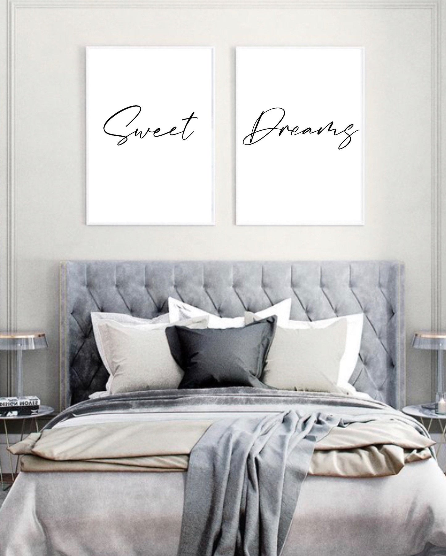 Sweet dreams prints | wall art prints |romantic art prints | above bed prints | bedroom decor prints| his and hers set of 2 | typography