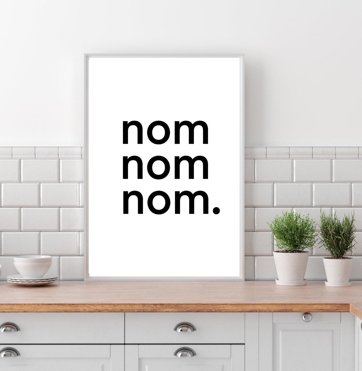 Nom nom nom Print  | wall art decor | food prints| funny prints | kitchen prints| dining room prints| eating prints| homely prints | gifts