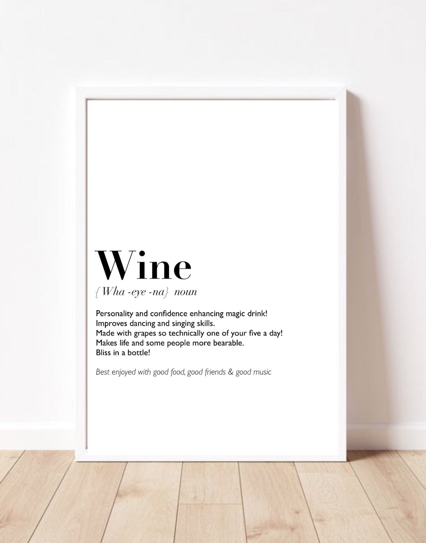 Wine print | wall art Decor | funny definition prints | gifts for friends| novelty gifts | funny humour prints| just for fun prints|kitchen