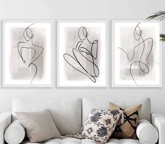 Set of 2 Woman Line Art Print, Female Line Drawing, Wall Decorfashion  Prints Romantic Prints, Beige Neutral Classy Elegant Abstract Art 