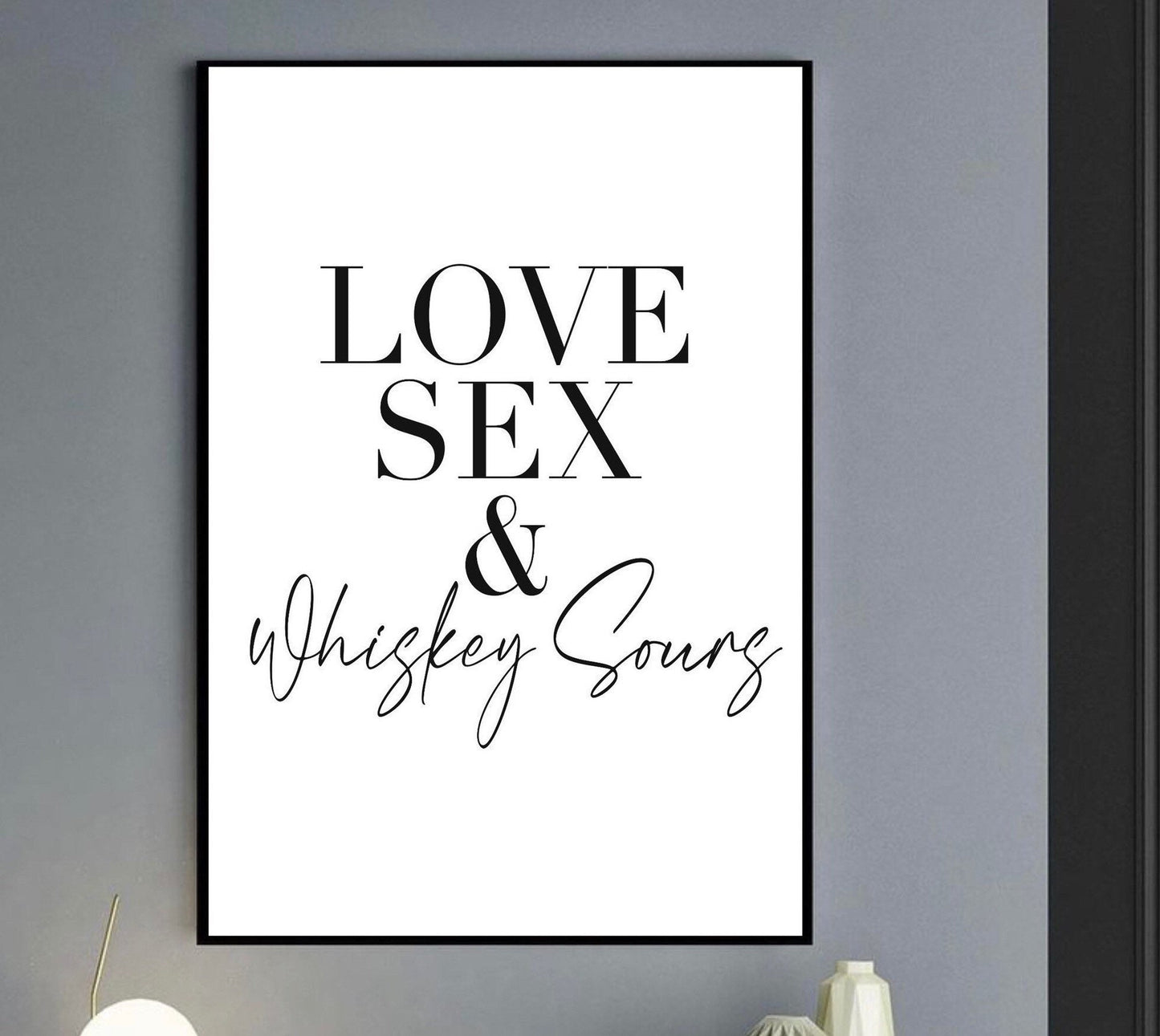 Love Sex cocktail Print |Strawberry Daiquiri cocktail kitchen written quotes| dining room | alcohol prints | bar restaurant poster