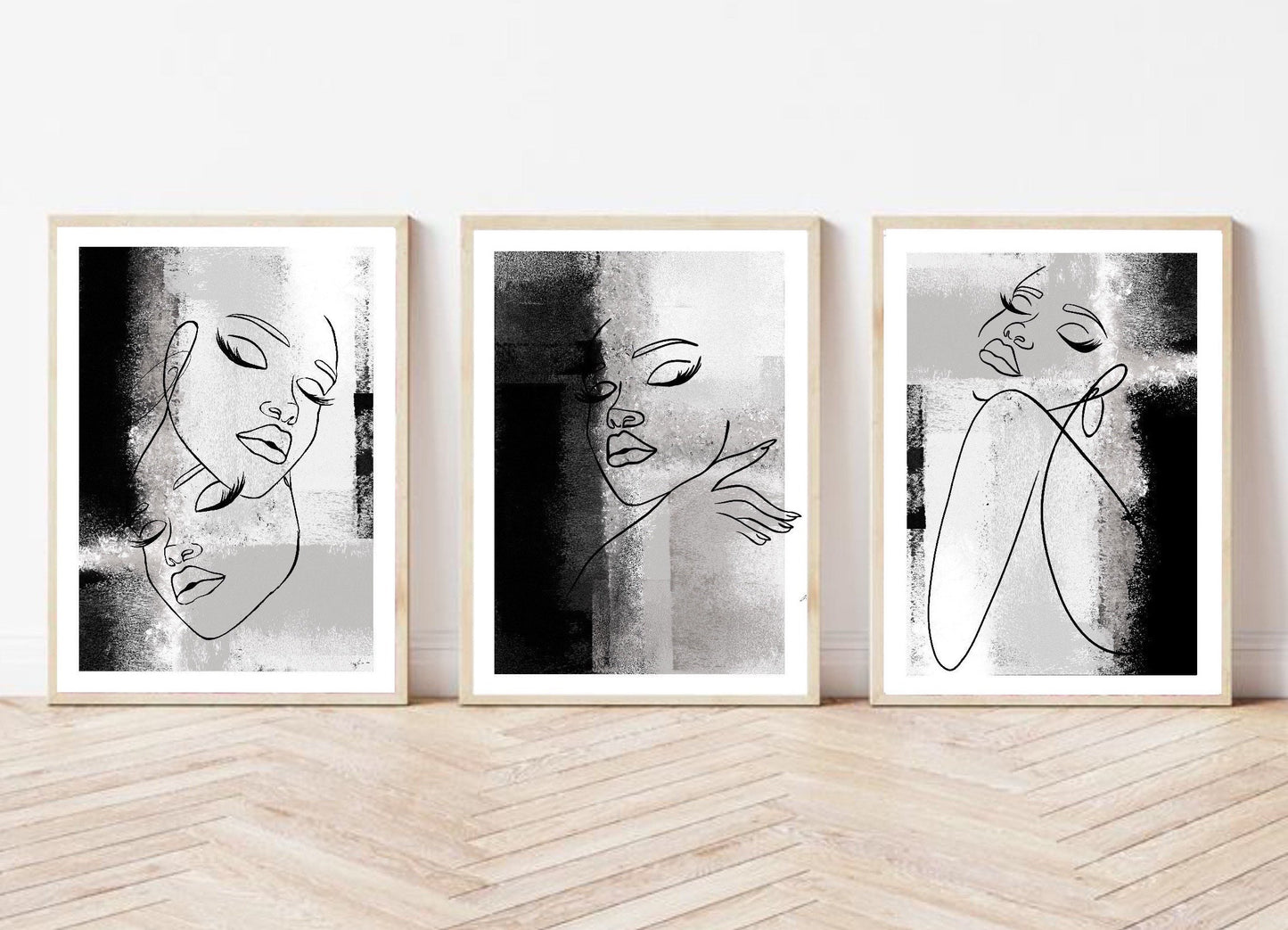 Woman line art print | wall art decor |romantic art prints | set of 3 prints| classy elegant art prints | bedroom dressing room | black grey