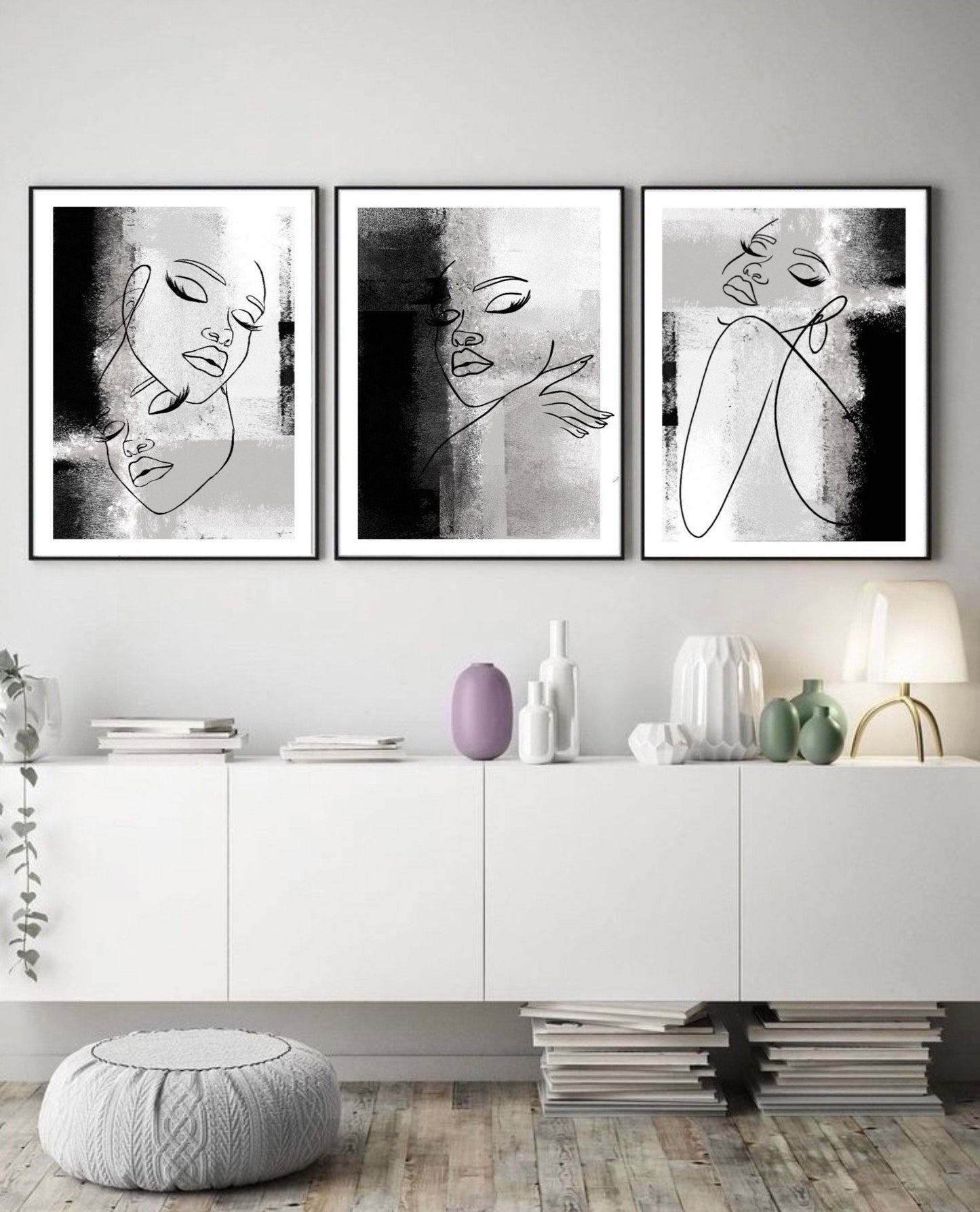 Woman line art print | wall art decor |romantic art prints | set of 3 prints| classy elegant art prints | bedroom dressing room | black grey